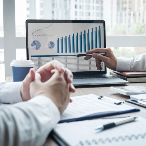 Professional executive manager, Business partner discussing ideas marketing plan and presentation project of investment at meeting and analyzing on document data, financial and investment concept.